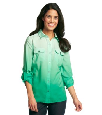Notations® Petites' Buttonfront Ombre Shirt