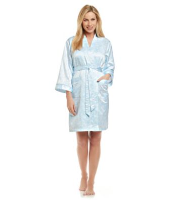 Miss Elaine® Peached Satin Short Robe