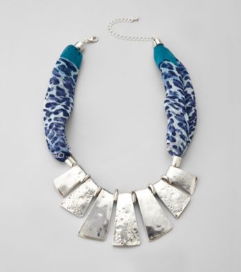 Erica Lyons® Blue/Silvertone Short Scarf Necklace