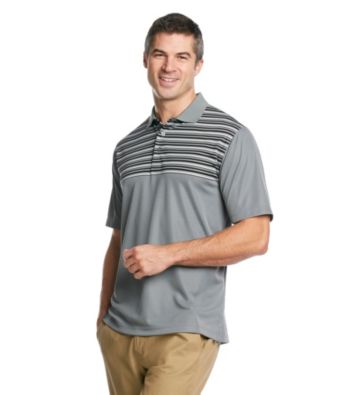 Kenneth Roberts Platinum® Men's Classic Light Grey Multi-Stripe Performance Polo