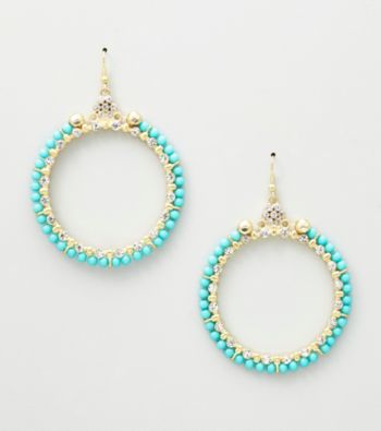 Erica Lyons® Turquoise Sea Cruise Hoop Pierced Earrings