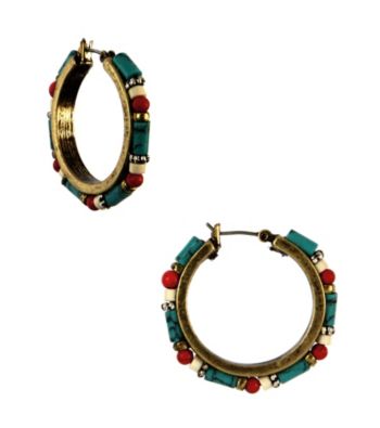 Nine West Vintage America Collection® Multi Colored Beaded Click It Hoop Earrings