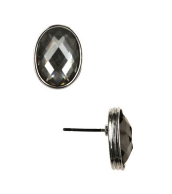 Napier® Silvertone Blue/Green Oval Stud Pierced Earrings