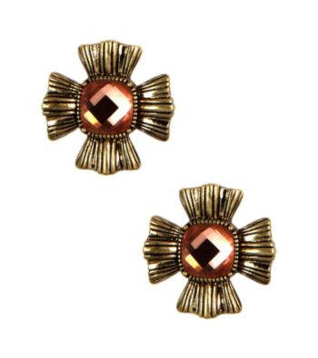 Napier® Worn Goldtone & Topaz Vintage Inspired Floral Motif Pierced Stud Earrings