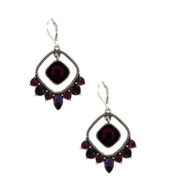 Napier® Worn Silvertone & Purple Vintage Inspired Chandelier Earrings