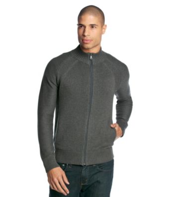 Guess Men's VooDoo Heather Full Zip Mock Neck Cardigan