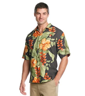 Tommy Bahama® Men's Coal Hibiscus Villa Camp Shirt