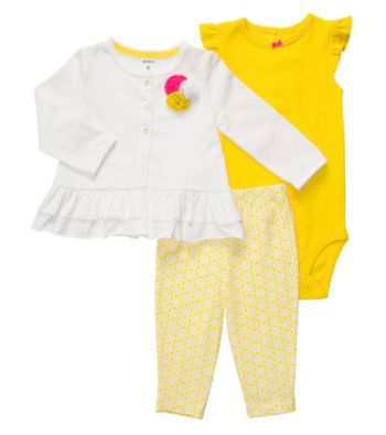 Carter's® Baby Girls' Yellow 3-pc. Cardigan Set