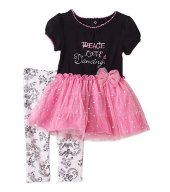 Vitamins Baby® Baby Girls' Black 2-pc. Peace and Love Tutu and Leggings Set