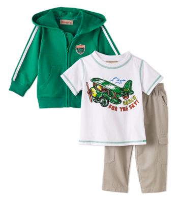 Kids Headquarters® Baby Boys' Green 3-pc. Airplane Hoodie Set