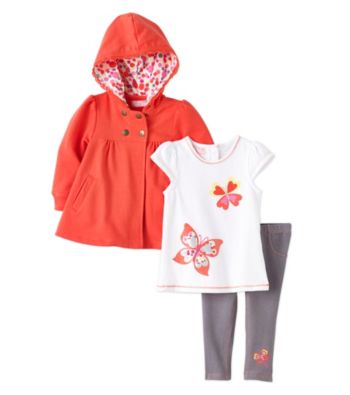 Kids Headquarters® Baby Girls' Orange 3-pc. Butterfly Hoodie Set