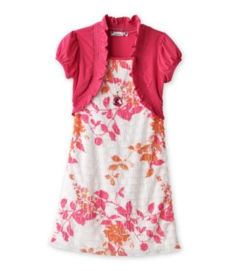 Speechless® Girls' 7-16 Pink Eyelash Flower Print Dress with Shrug