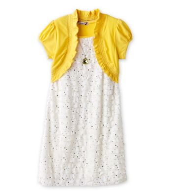 ... kids  speechless girls 7 16 yellow foil dot eyelash dress with shrug