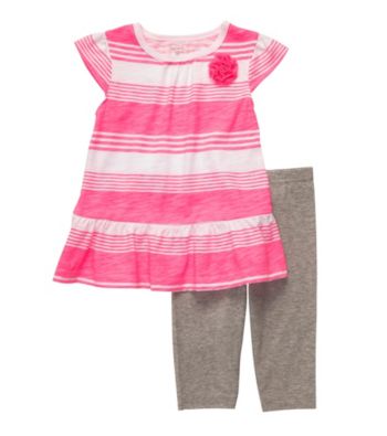 Carter's® Girls' 2T-4T Pink/Grey Heather 2-pc. Striped Leggings Set