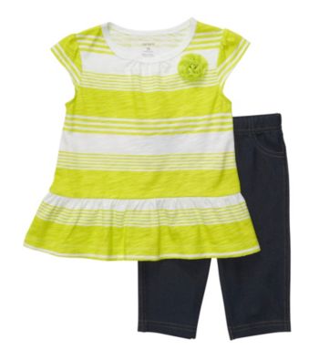 Carter's® Girls' 2T-4T Lime Green 2-pc. Striped Jegging Set