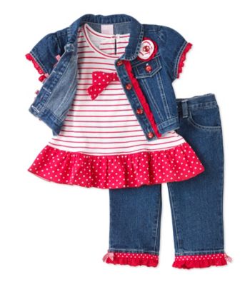 Nannette® Girls' 2T-6X Red/Denim 3-pc. Jacket Set