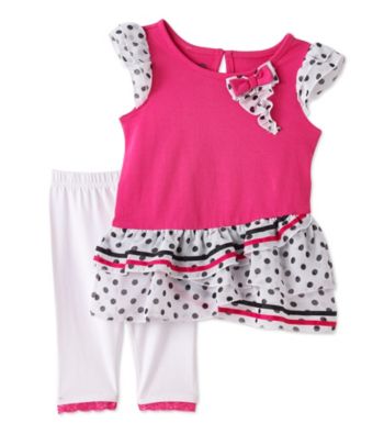 Nannette® Girls' 2T-6X Pink/White Polka-Dot Leggings Set