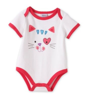 Cuddle Bear® Baby Girls' White Kitty Face Attitude Bodysuit