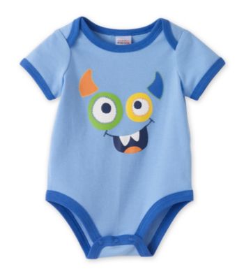 Cuddle Bear® Baby Boys' Blue Monster Face Bodysuit