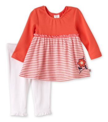 Cuddle Bear® Baby Girls' Coral/White 2-pc. Tunic and Leggings Set