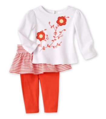 Cuddle Bear® Baby Girls' White/Coral 2-pc. Embellished Top and Skegging Set