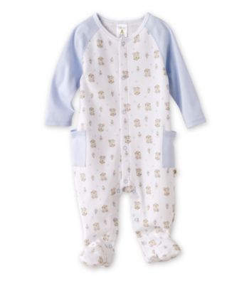 Cuddle Bear® Baby Boys' White Bear Print Raglan Footed Coverall