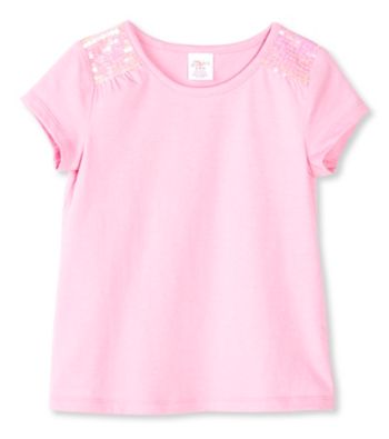 Little Miss Attitude Girls' 2T-6X Sequin Shoulder Tee