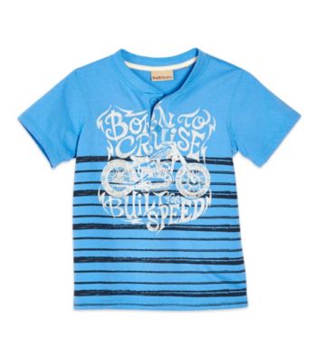 Ruff Hewn Boys' 2T-7 Blue Lotus Short Sleeve Graphic Henely