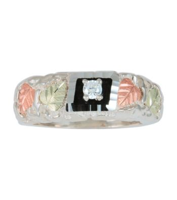 Black Hills Gold Sterling Silver Antiqued Cubic Zirconia Ring
