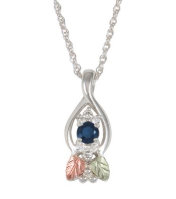Black Hills Gold Sterling Silver Sapphire and Diamond Pendant