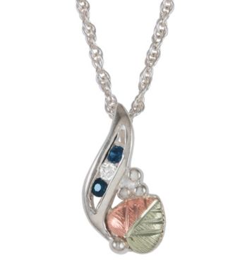 Black Hills Gold Sterling Silver Sapphire and Diamond Pendant