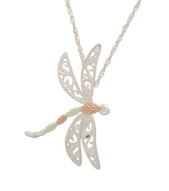 Black Hills Gold Sterling Silver and Gold Dragonfly Pendant