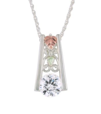 Black Hills Gold Sterling Silver Cubic Zirconia Pendant