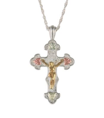 Black Hills Gold Sterling Silver Cross/Crucifix Pendant