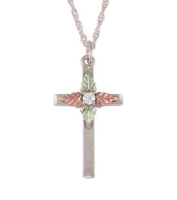Black Hills Gold Sterling Silver Cubic Zirconia Cross Pendant