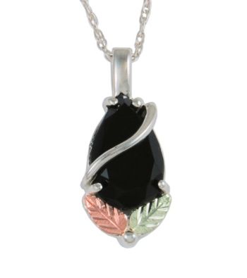 Black Sterling Hills Gold Silver Onyx Pendant