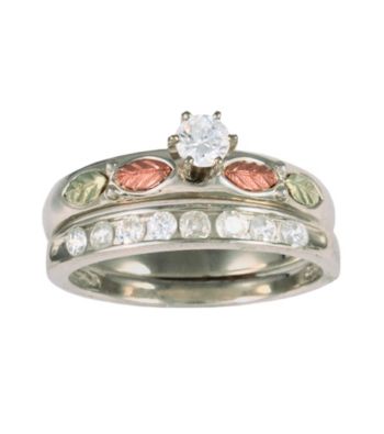 Black Hills Gold Sterling Silver Cubic Zirconia Bridal Set