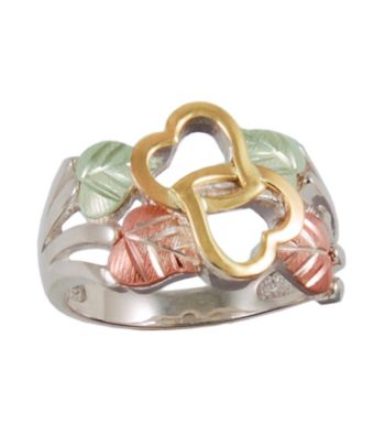 Black Hills Gold Sterling Silver Double Heart Ring