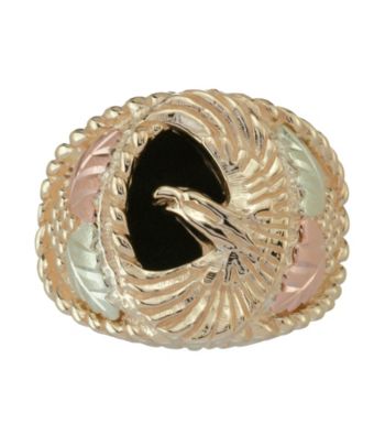 Black Hills Gold 10k Sterling Silver Onyx Eagle Ring