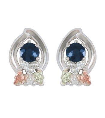 Black Hills Gold Sterling Silver Sapphire and Diamond Earrings