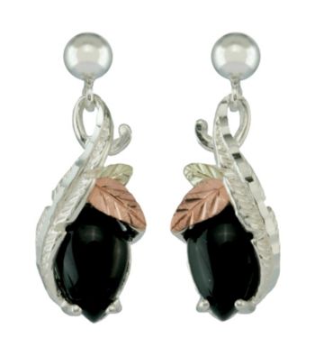 Black Hills Gold Sterling Silver Onyx Earrings