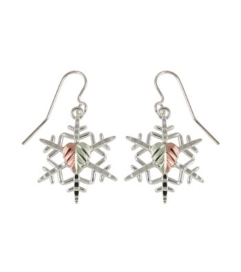 Black Hills Gold Sterling Silver Snowflake Earrings