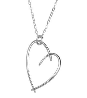 Rhodium Sterling Silver Necklace With Heart Pendant