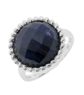 Round Framed Genuine Rough Cut Sapphire Ring, 10.0 CTTW