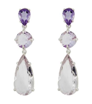 Pear Shaped Pink Amethyst Triple Drop Earrings