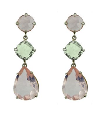 Pear Shaped Pink and Green Amethyst Drop Earrings