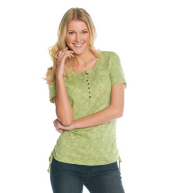 Ruff Hewn Short Sleeve Printed Slub Henley With Side Ruching