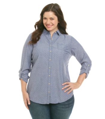 Ruff Hewn Plus Size Long Sleeve Buttondown Collared Shirt