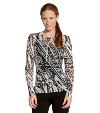 Karen Kane Graphic Print Long Sleeve Crewneck Top