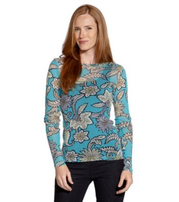 Karen Kane Floral Mesh Long Sleeve Crewneck Tee
